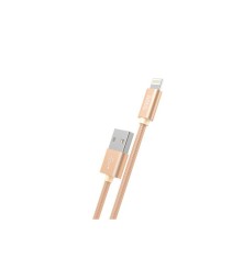 Cablu de date USB 2.0 la Lightning pentru Apple iPhone Hoco Knitted X2-Lungime 1 Metru-Culoare Aur