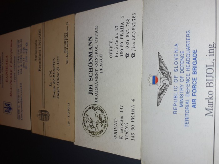 Carti de vizita Lot 10 buc/ Detasati Militar, Colonel Air Force Army/ Rar