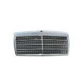 Grila radiator, masca fata Mercedes Clasa E W124 1984-1992, parte montare centrala, crom/negru cu 7 bars, 5014050Q, Aftermarket