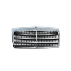 Grila radiator, masca fata Mercedes Clasa E W124 1984-1992, parte montare centrala, crom/negru cu 7 bars, 5014050Q, Aftermarket