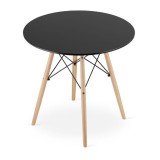 Masa stil scandinav, Artool, rotund, MDF si lemn, negru, natur, 80x72 cm