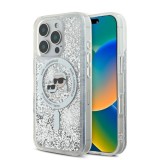 Husa pentru iPhone 16 Pro Max - Karl Lagerfeld Liquid Glitter MagSafe (KLHMP16XLGKCSGH) - Transparent Karl&amp;Choupette Head