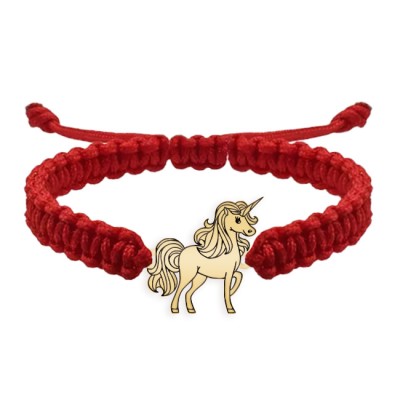 Bratara snur impletit si unicorn din argint 925 placat cu aur galben 24K foto