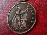 Set 2 monede UK, One 1 penny + Half 1/2 penny 1919, [poze], Europa