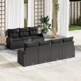 vidaXL Set de canapea de grădină 8 piese cu perne, Negru, Ratan sintetic, Acacia