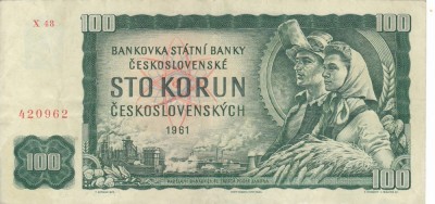 CEHOSLOVACIA 100 korun 1961 VF!!! foto