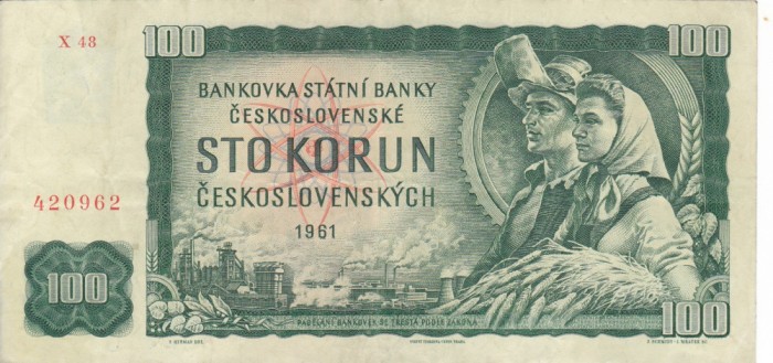 CEHOSLOVACIA 100 korun 1961 VF!!!