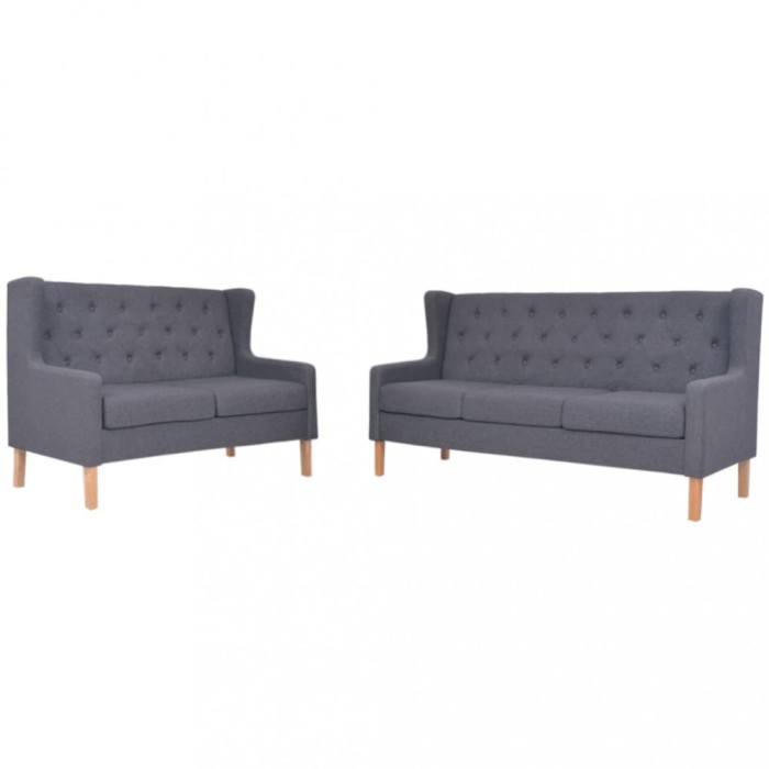 Gossi set de canapele, 2 piese, material textil, gri