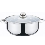 Cratita Grunberg din inox, 28 cm, 5.5 l, compatibila cu plita cu inductie, capac din sticla