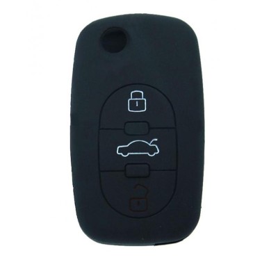 Husa Cheie Audi A6 3 Butoane Silicon Neagra Model Vechi AutoProtect KeyCars foto