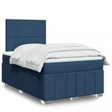 vidaXL Pat box spring cu saltea, albastru, 120x190 cm, material textil