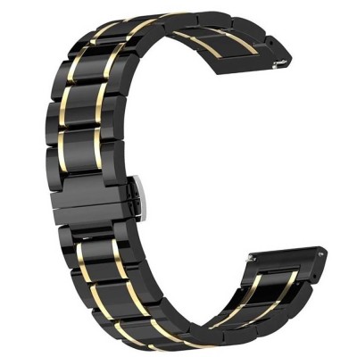 Curea ceramica, compatibila cu Huawei Watch 3 Pro, Telescoape QR, 22mm, Black Gold foto