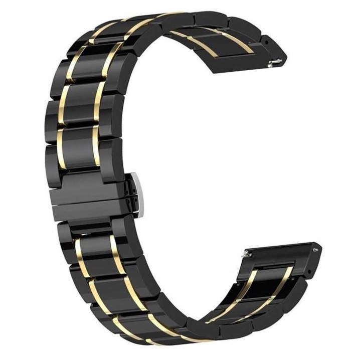 Curea ceramica, compatibila cu Huawei Watch 3 Pro, Telescoape QR, 22mm, Black Gold