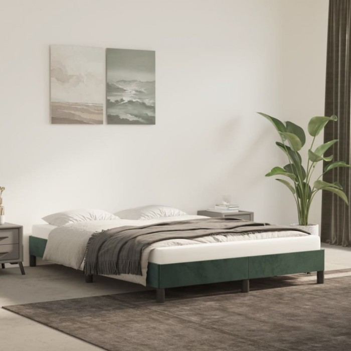vidaXL Cadru de pat fără saltea, verde &icirc;nchis, 140x190 cm, catifea 346973