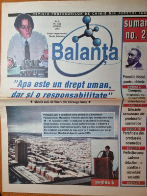 ziarul balanta aprilie 2003 - anul 2.nr. 1-revista profesorilor de chimie foto