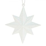 Ornament Crăciun, Stea 3D, Glitter Irizat, Alb, 10cm