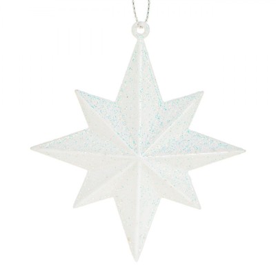 Ornament Crăciun, Stea 3D, Glitter Irizat, Alb, 10cm foto