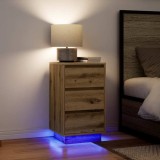vidaXL Noptiera cu lumini LED Artisan Stejar 38x34x65 cm 861309