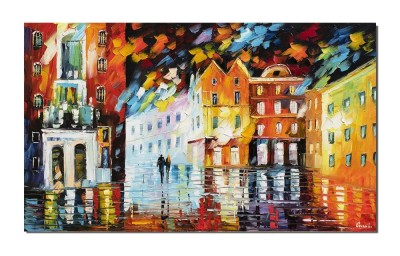 Tablou indragostiti prin oras pictat manual, O seara magica impreuna, 100x60cm ulei pe panza, Spectaculos foto
