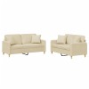 Set de canapele cu perne, 2 piese, crem, material textil