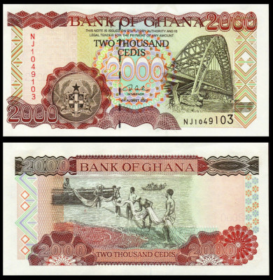 GHANA █ bancnota █ 2000 Cedis █ 2003 █ P-33h █ UNC █ necirculata foto