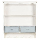 Cumpara ieftin Etajera suspendabila cu 2 polite 2 sertare 4 agatatori din lemn alb albastru 56 cm x 13 cm x 60 h