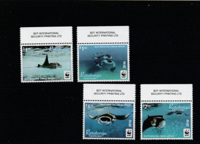 Rarotonga 2016-Fauna,WWF,Testoase,serie 4 valori,cu margine,sus,MNH,Mi,50-53 foto
