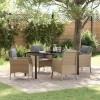 VidaXL Set de masă pentru grădină cu pernă 5 pcs Bej Rattan poli 3380179