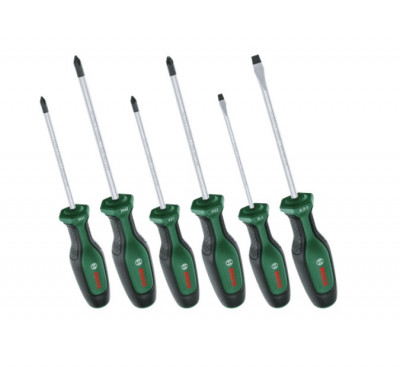 BOSCH Set de 6 surubelnite cu profil PH, PZ, SL, otel dur S2 foto