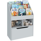 HOMCOM Raft pentru copii cu sertar, bibliotecă cu rafturi, 60 x 29,9 x 90 cm, Gri | Aosom Romania