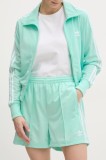 adidas Originals pantaloni scurți Firebird femei, culoarea turcoaz, cu imprimeu, high waist, JD0819