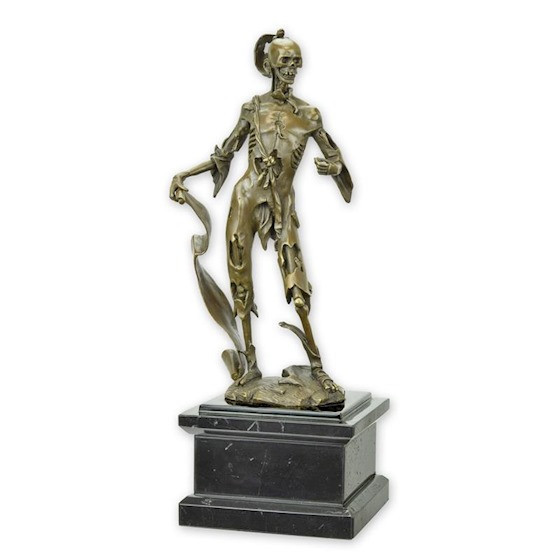 Memento mori-statueta din bronz cu un soclu din marmura BE-99