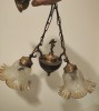Superb lampadar antic tip pendul cu 2 brațe din bronz in stilul aroc