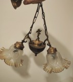 Superb lampadar antic tip pendul cu 2 brațe din bronz in stilul aroc