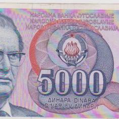 BANCNOTA 5000 DINARI 1 V 1985 JUGOSLAVIA /F