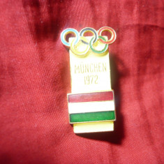 Insigna Olimpica de participant al Italiei la Jocurile 1972 Munchen , h=3,7cm