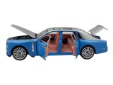 Macheta metal Rolls Royce Phantom limuzina replica deschide usi, capota si portbagaj 17cm albastru