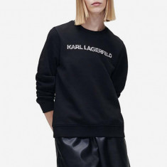 Karl Lagerfeld bluza Elongated Logo Zebra Sweat femei, culoarea negru, cu imprimeu