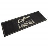 Covor de bucatarie lavabil, text Coffee, 60x180 cm, catifea GartenMobel Dekor, vidaXL