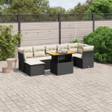 Set mobilier de gradina cu perne, 8 piese, negru, poliratan GartenMobel Dekor, vidaXL