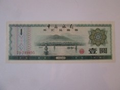 China 1 Yuan 1979 UNC-Certificat de schimb valutar foto