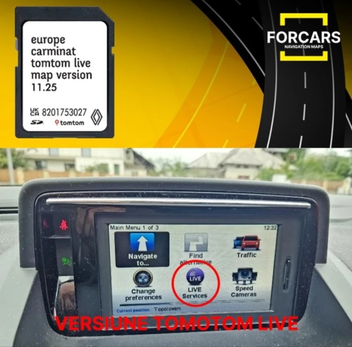 RENAULT SD Card Renault Megane Renault Laguna Clio Scenic Carminat Renault Sd TOMTOM LIVE Gps Romania-Europa 2025