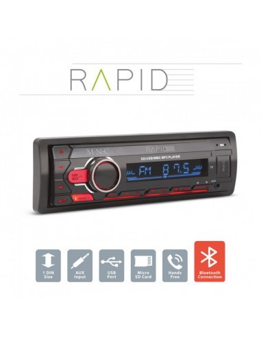 Player auto Rapid - 1 DIN - 4 x 50 W - BT - MP3 - AUX - SD - USB