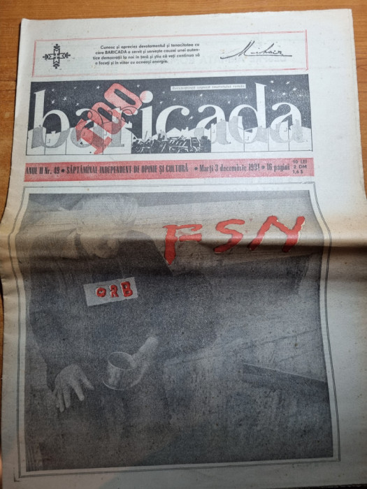 baricada 3 decembrie 1991-art. sfarsit de noiembrie la chisinau