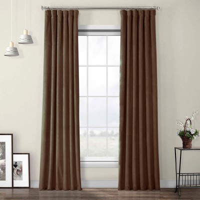 Draperie din catifea cu rejansa din bumbac tip fagure, Madison, 150x210 cm, densitate 700 g/ml, Dark chocolate, 1 buc foto