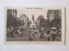 Carte postala pe carton necirculata Paris-Piata Republicii cca.1900 foto