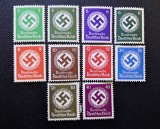 Germania (Deutsches Reich) 1934&ndash;1942 - Mărci de Serviciu / Oficiale "Dienstmarke Deutsches Reich" (Set de 10 Mărci Poștale Neștampilate) - Cod: -OD1
