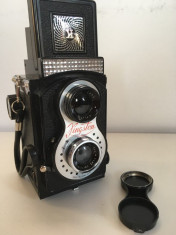 Aparat foto vintage Kingston box camera Twin Lense Reflex Plasticion f8 1/50 sec foto