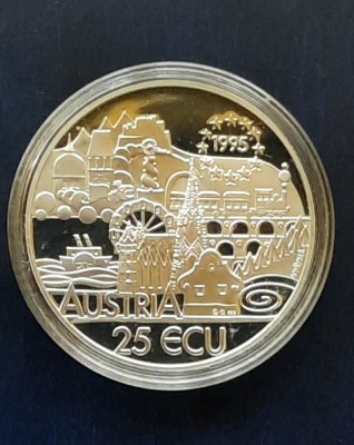 Moneda de argint 925 - 25 Ecu &amp;quot;Johann Strauss&amp;quot;, Austria 1995 - A 3721 foto
