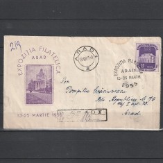 Plic Expozitie Filatelica Arad 1955 cu LP371 pe fata si verso Circulat